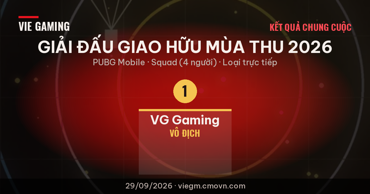 Kết quả GIẢI ĐẤU GIAO HỮU MÙA THU 2026
